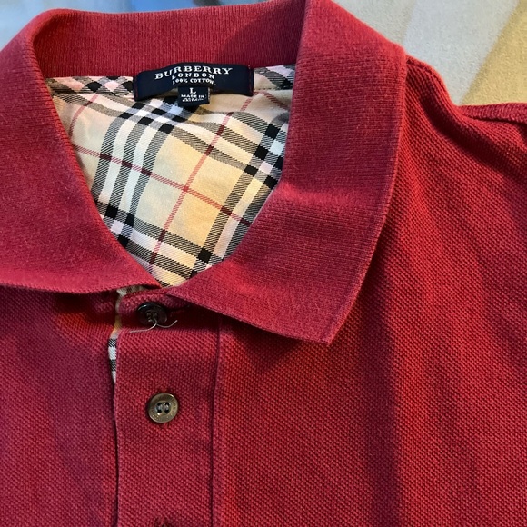 Burberry Polo Long Sleeve Burgundy Size Large - Picture 2 of 4